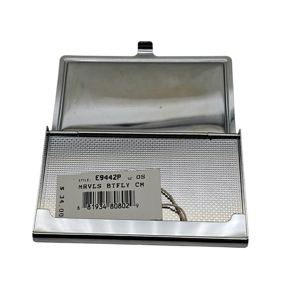 NWT Brighton Silver Business Card Holder Butterflies Crystal Retired - Picture 7 of 7